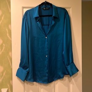 Zara satin button up top